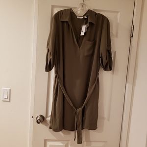 NWT New York and Company Olive Green Shirt Dress